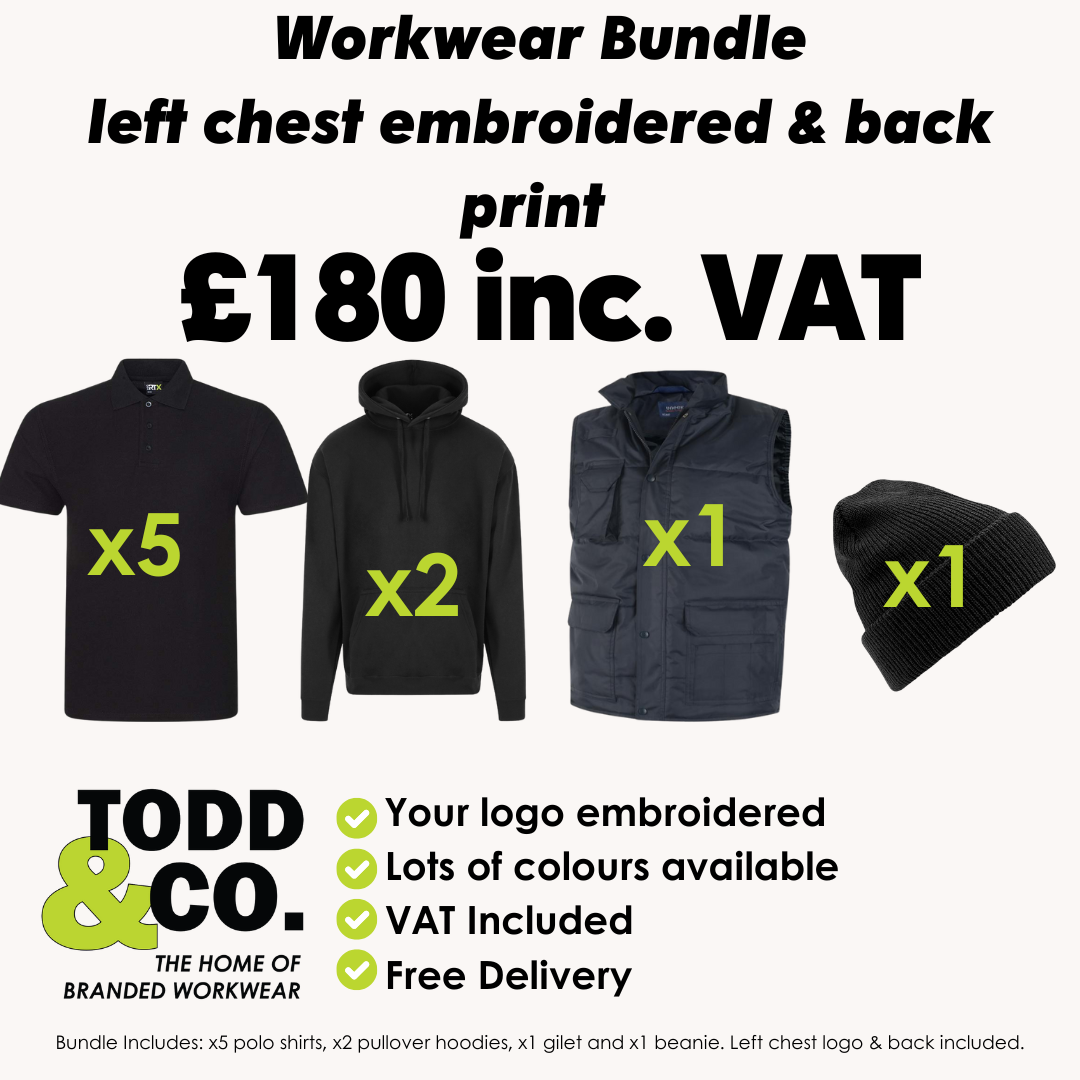 Workwear Bundle - Embroidered left chest & printed Back